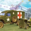 Academy 1/72 WWII Ground Vehicle Set 4 - Dodge Ambulance and Towing Tractor