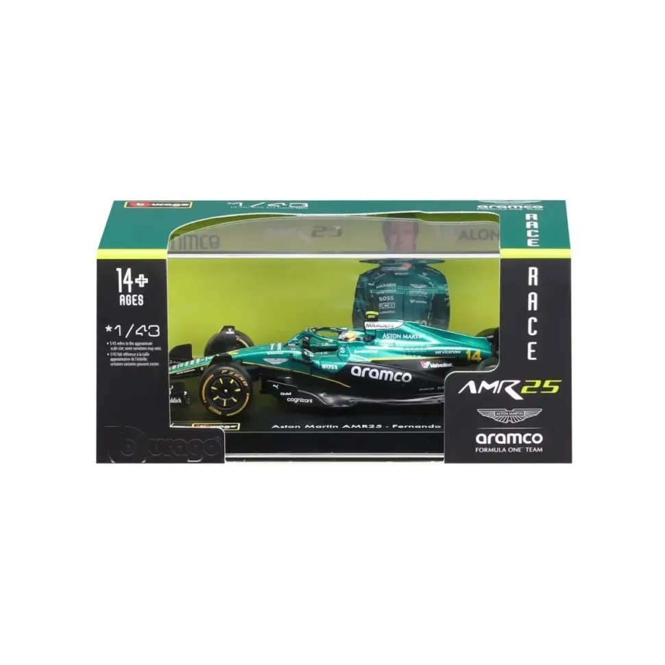 Burago 1/43 Aston Martin AMR25 F1 #14 2025 Alonso wiith Helmet