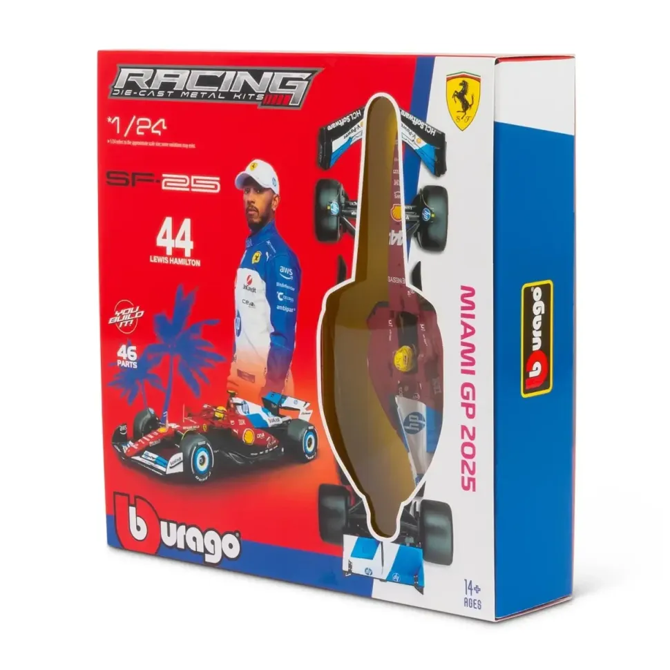 Burago 1/24 F1 Ferrari SF-25 Miami GP 2025 Diecast Model Kit - Lewis Hamilton