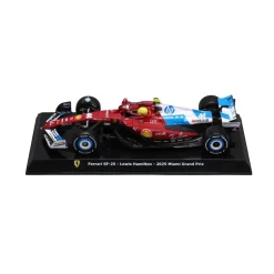 Burago 1/24 F1 Ferrari SF-25 Miami GP 2025 with Driver Helmet - Lewis Hamilton Diecast Model