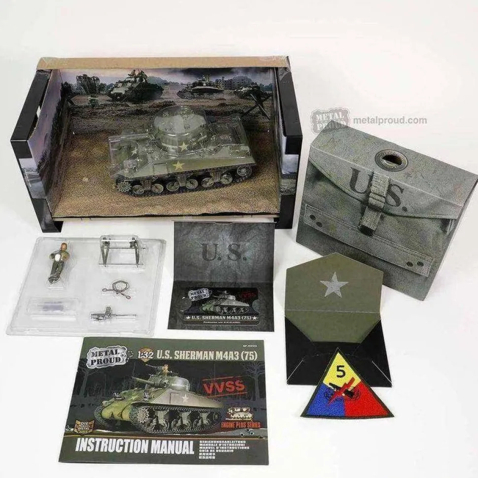 Forces Of Valor 1/32 U.S. Medium Tank Sherman M4A3 (75), VVSS Suspension & 57° Glacis Direct Vision Diecast Model