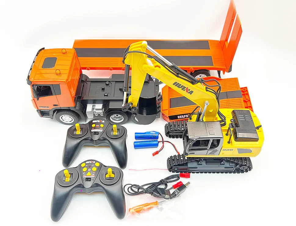 HuiNa RC 1/24 2.4G 9CH Platform Trailer & 6CH Excavator RTR