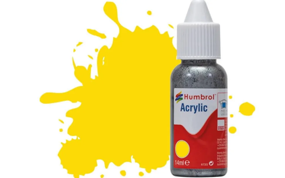 Humbrol 69 14ml Acrylic Gloss Yellow Paint Dropper Bottle