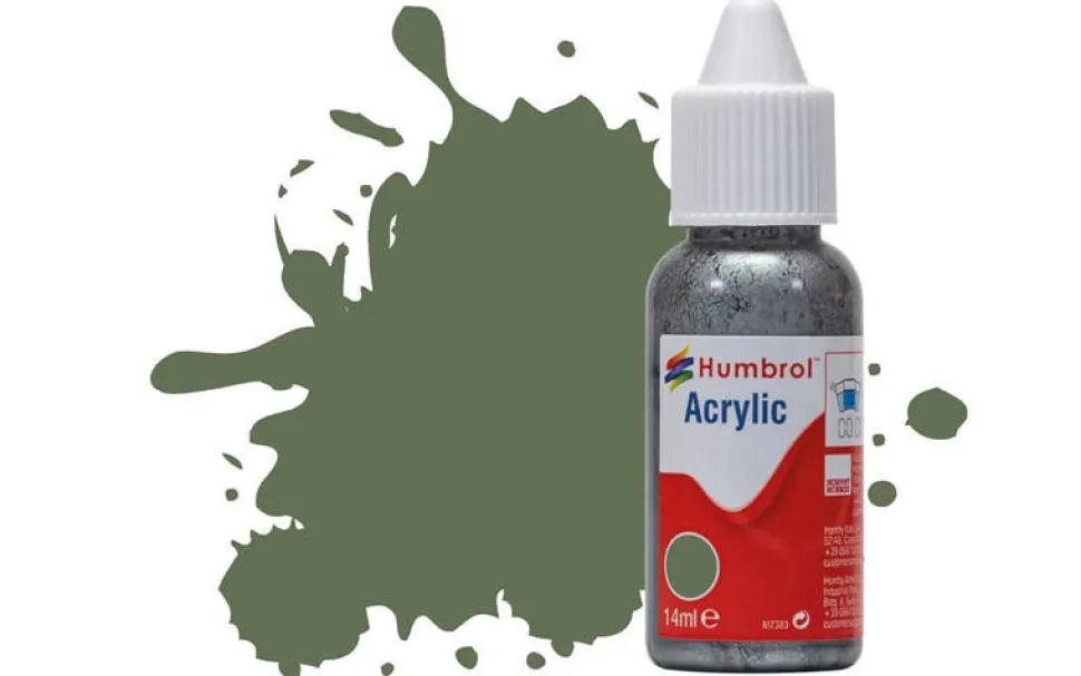 Humbrol 102 14ml Acrylic Matt Army Green Paint Dropper Bottle