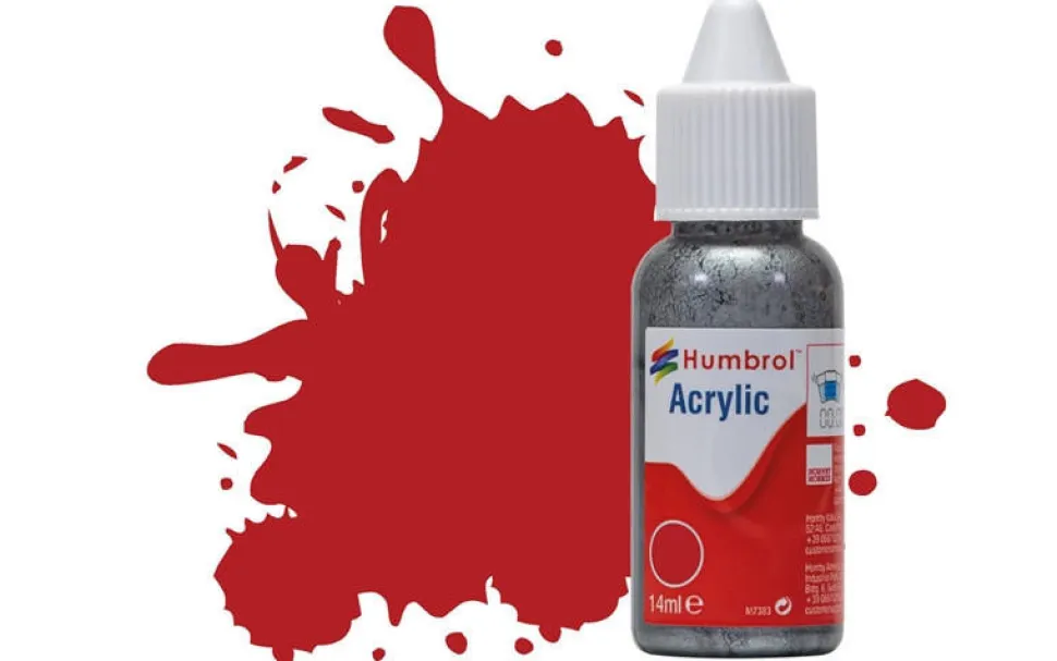 Humbrol 153 14ml Acrylic Matt Insignia Red Paint Dropper Bottle