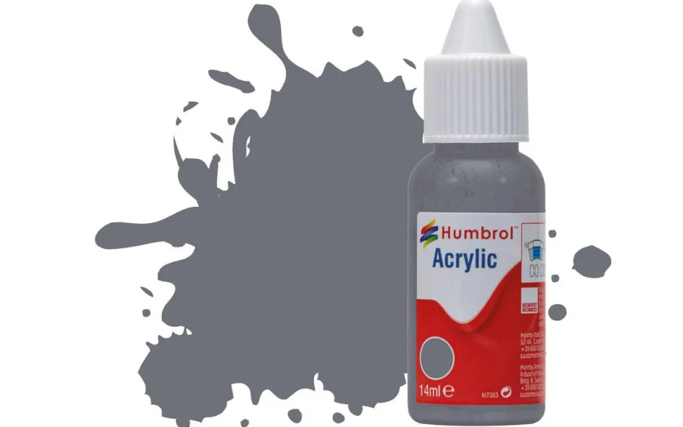 Humbrol 145 14ml Acrylic Matt Medium Grey Dropper Bottle