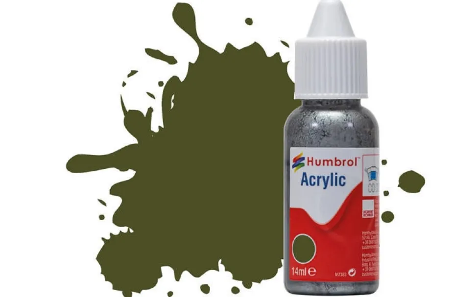 Humbrol 155 14ml Acrylic Matt Olive Drab Paint Dropper Bottle