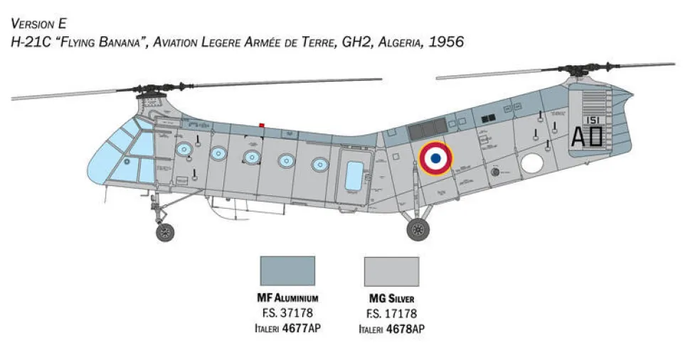 Italeri 1/48 Piasecki H-21C Flying Banana GunShip Model Kit