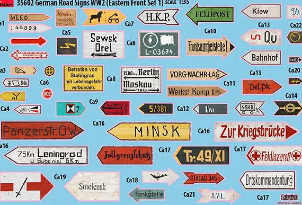 MiniArt 1/35 German Road Signs Eastern Front Set 1 Model Kit