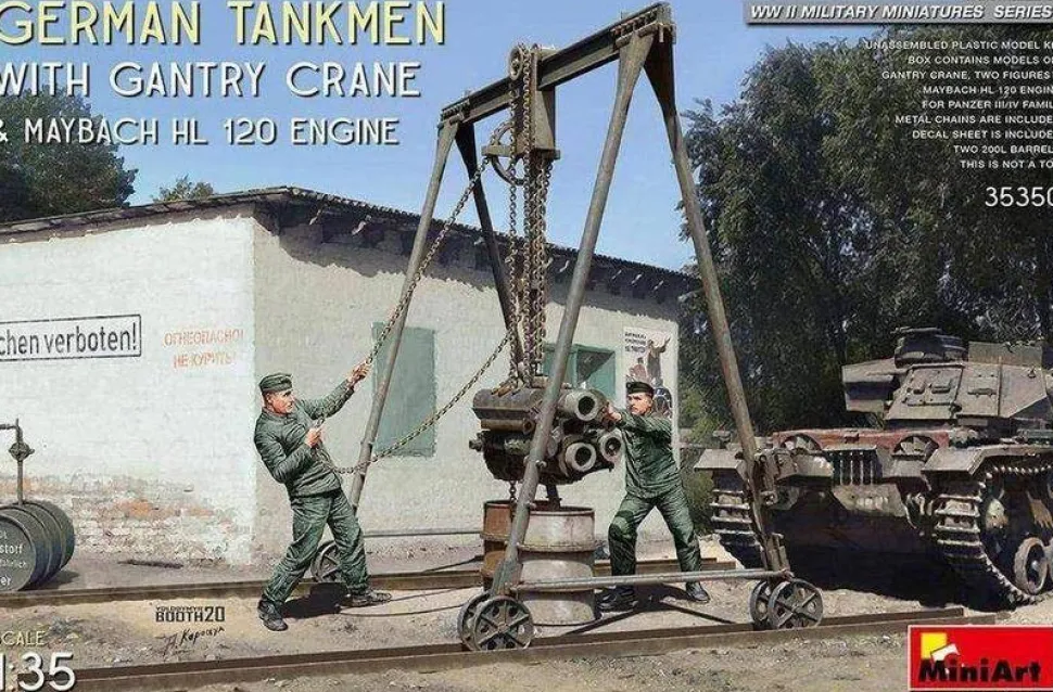 MiniArt 1/35 German Tankman With Crane and Engine Model Kit