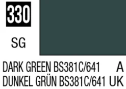 Mr Hobby Mr Colour 10ml 330 Dark Green BS381C/641 Semi Gloss Acrylic Paint