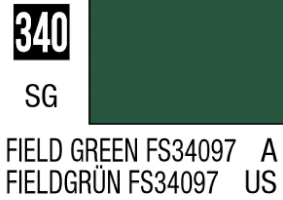 Mr Hobby Mr Colour 10ml 340 Field Green FS34097 Semi Gloss Acrylic Paint