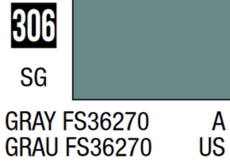 Mr Hobby Mr Colour 10ml 306 Gray FS36270 Semi Gloss Acrylic Paint