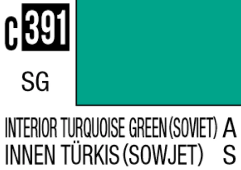 Mr Hobby Mr Colour 10ml 391 Soviet Interior Turquoise Green Semi Gloss Acrylic Paint