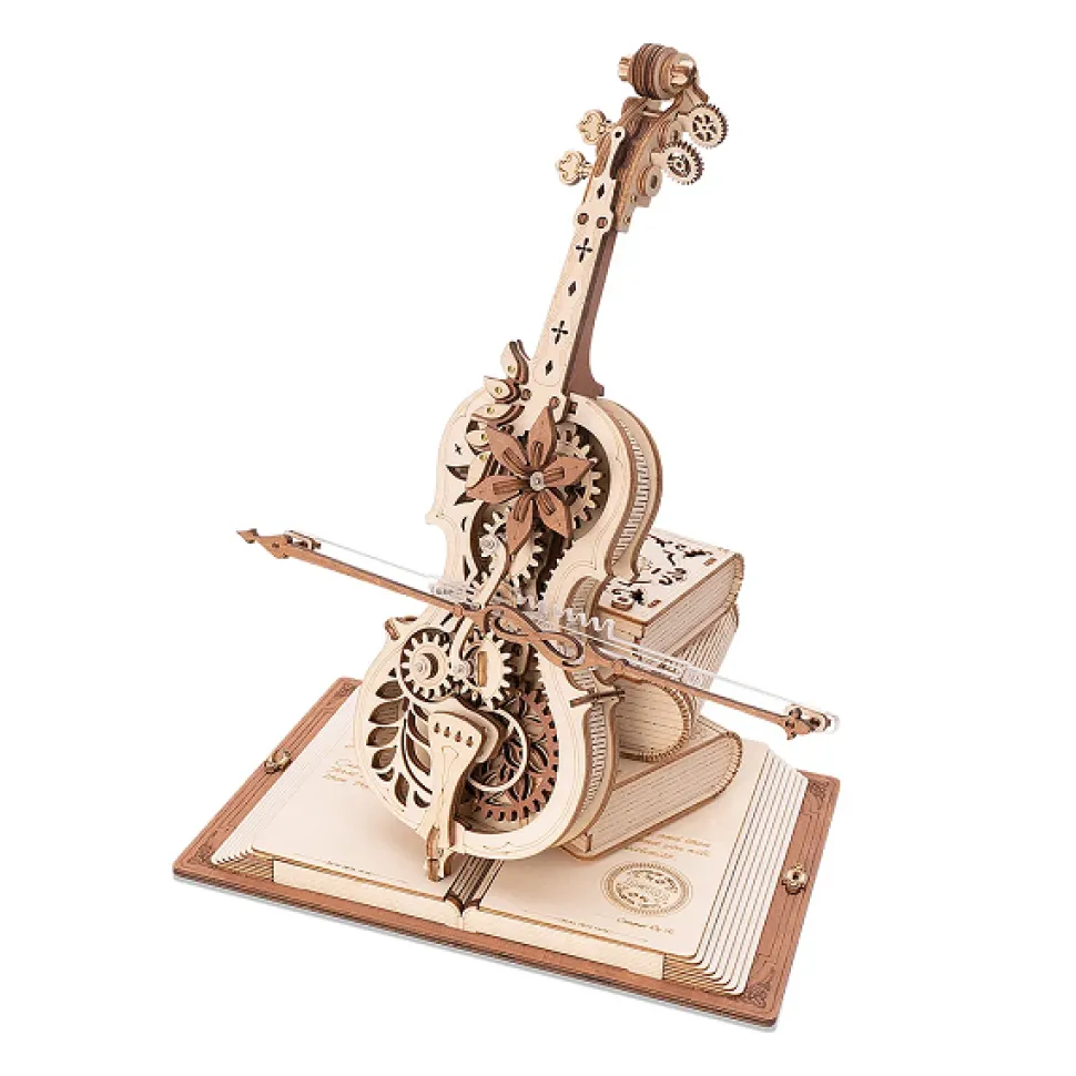 Rokr Magic Cello Mechanical Music Box 3D Wooden Model Kit