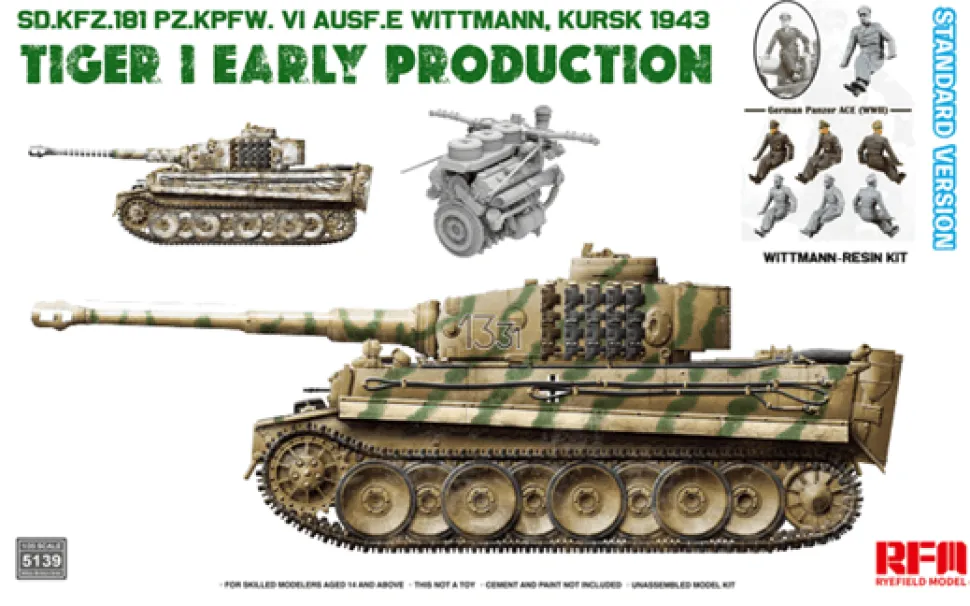 Rye Field Models 1/35 Pz.Kpfw.VI Ausf.E Tiger I Early Production Kursk 1943 Michael Wittmann Standard Kit