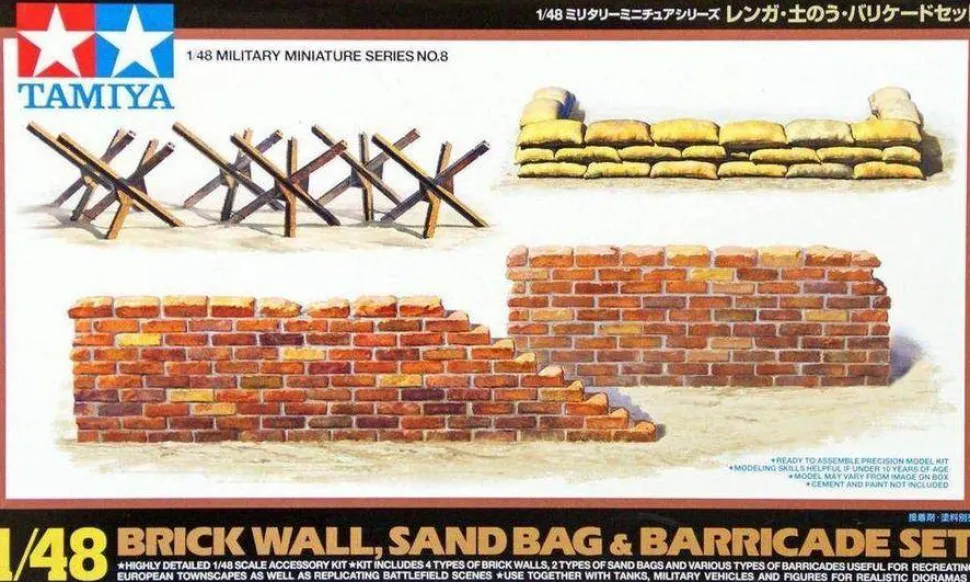 Tamiya 1/48 Brick Wall, Sand Bag & Barricades Set