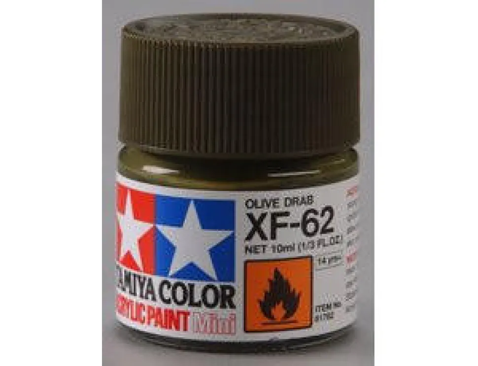 Tamiya Mini XF-62 Flat Olive Drab 10ml Acrylic Paint