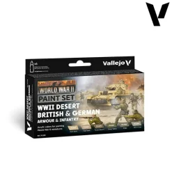 Vallejo Model Color Set - WWII Desert British & German Armour & Infantry Paint Set