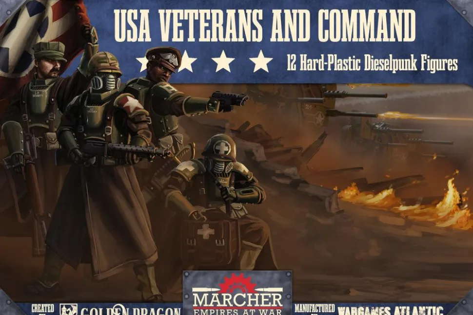 Wargames Atlantic 28mm Marcher: Empires at War - United States Veterans and Command