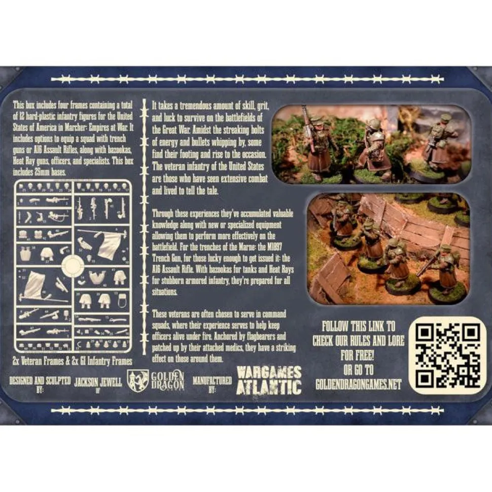 Wargames Atlantic 28mm Marcher: Empires at War - United States Veterans and Command